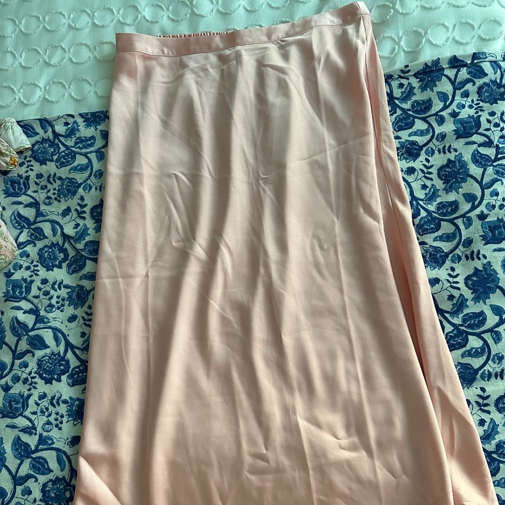 J. Crew Blush Pink Silk Midi Skirt